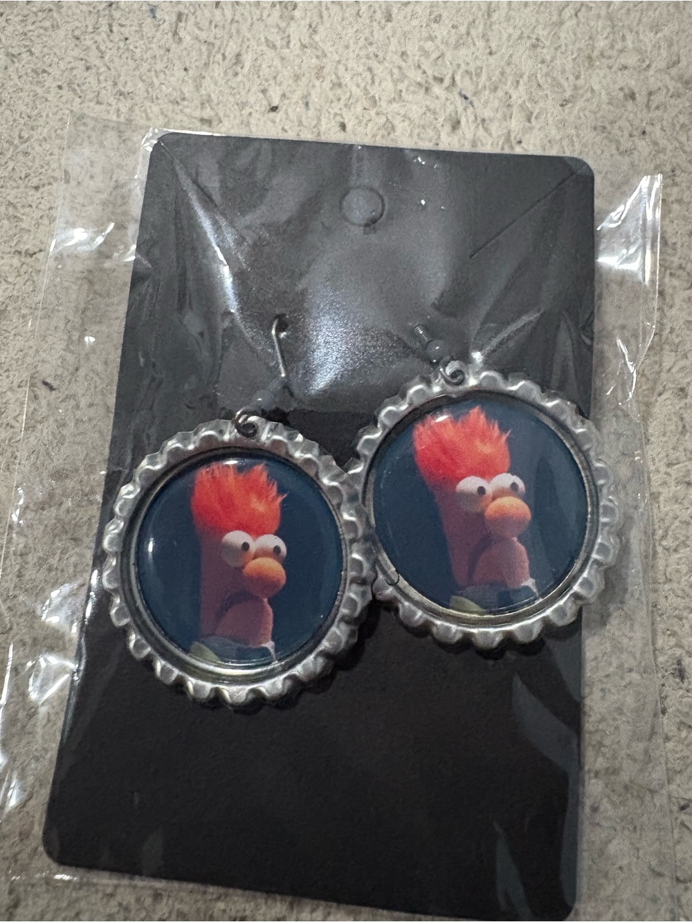 Beaker muppets earrings new in package. Fish hook lightweight